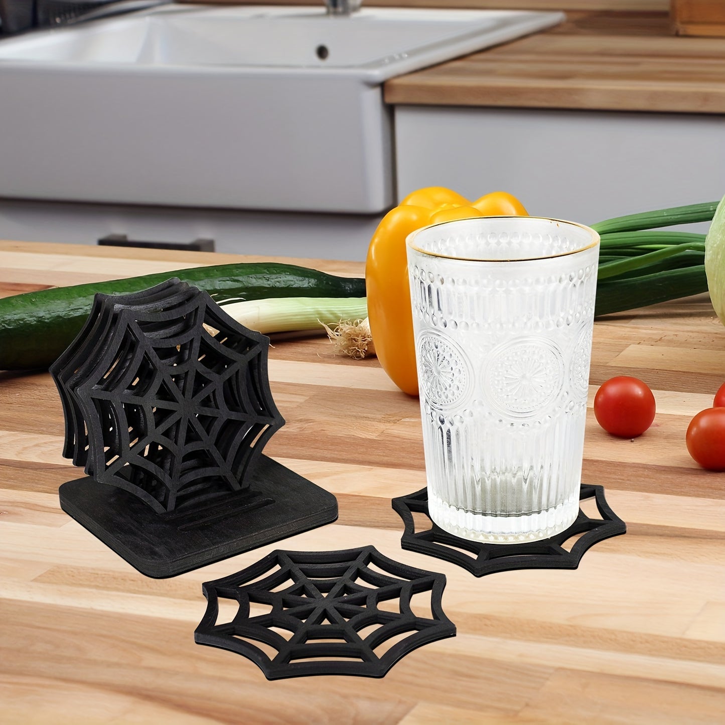 7-Piece Spider Web Coasters Set