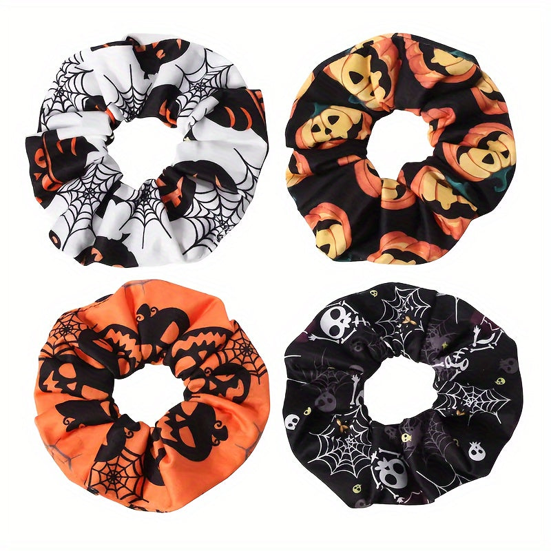 Spooky Halloween Hair Scrunchies - 4 Pack