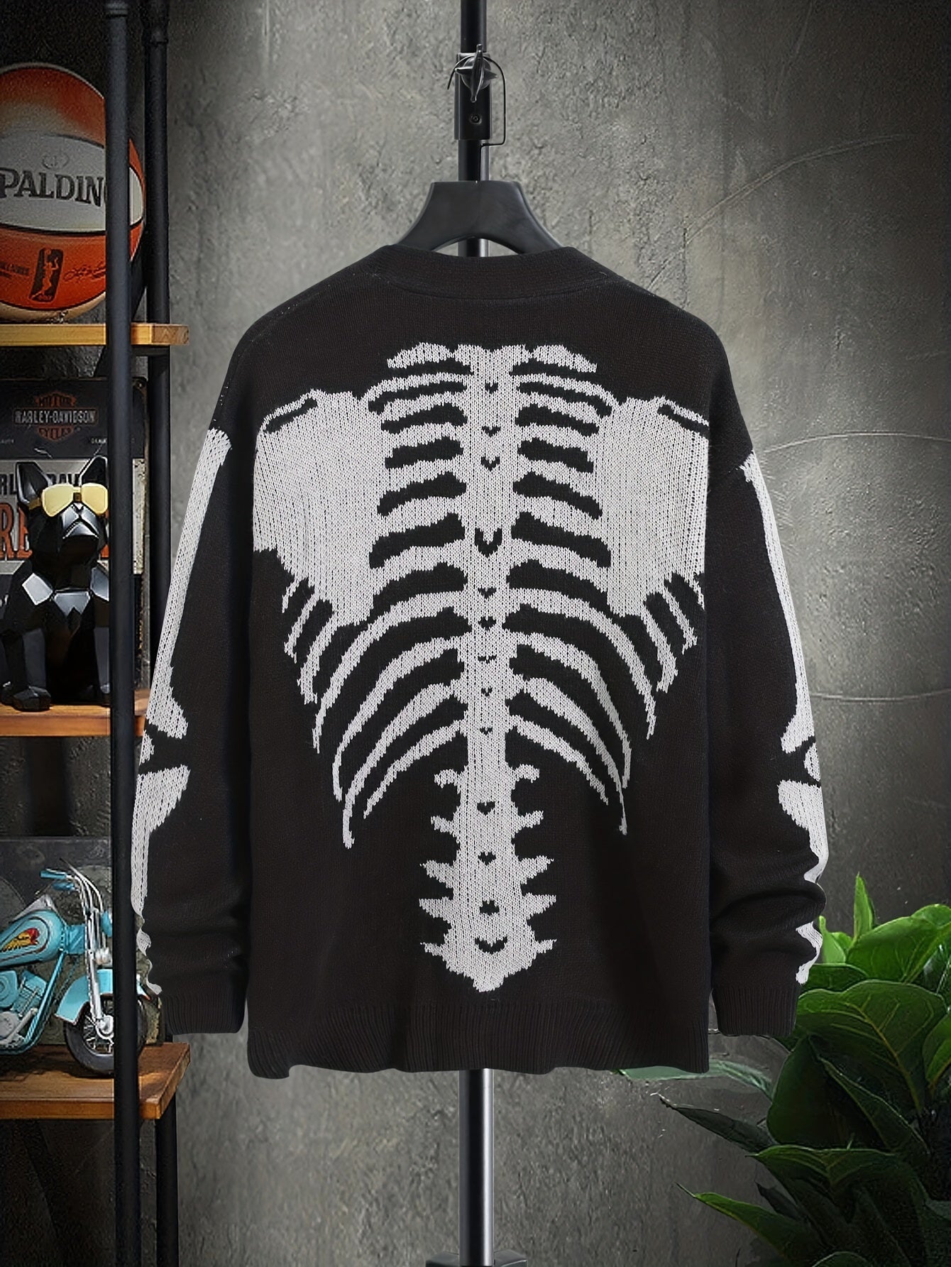 Skeleton Pattern Button Down Knit Cardigan