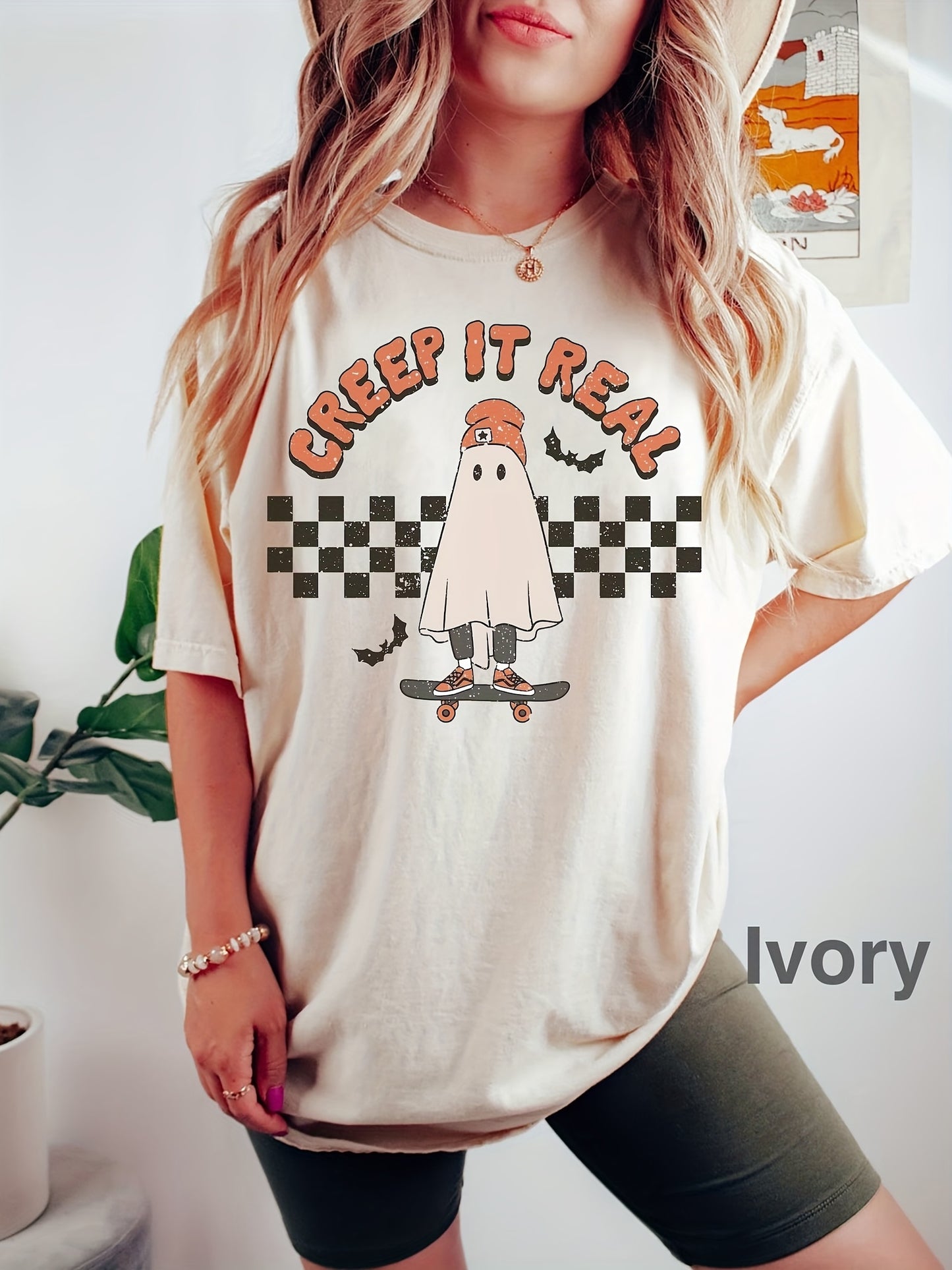 Women's Fashionable Ghost Print T-Shirt