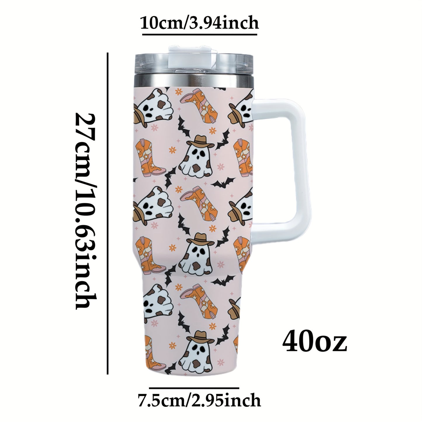 Halloween-Themed 40oz Insulated Stainless Steel Tumbler with Lid