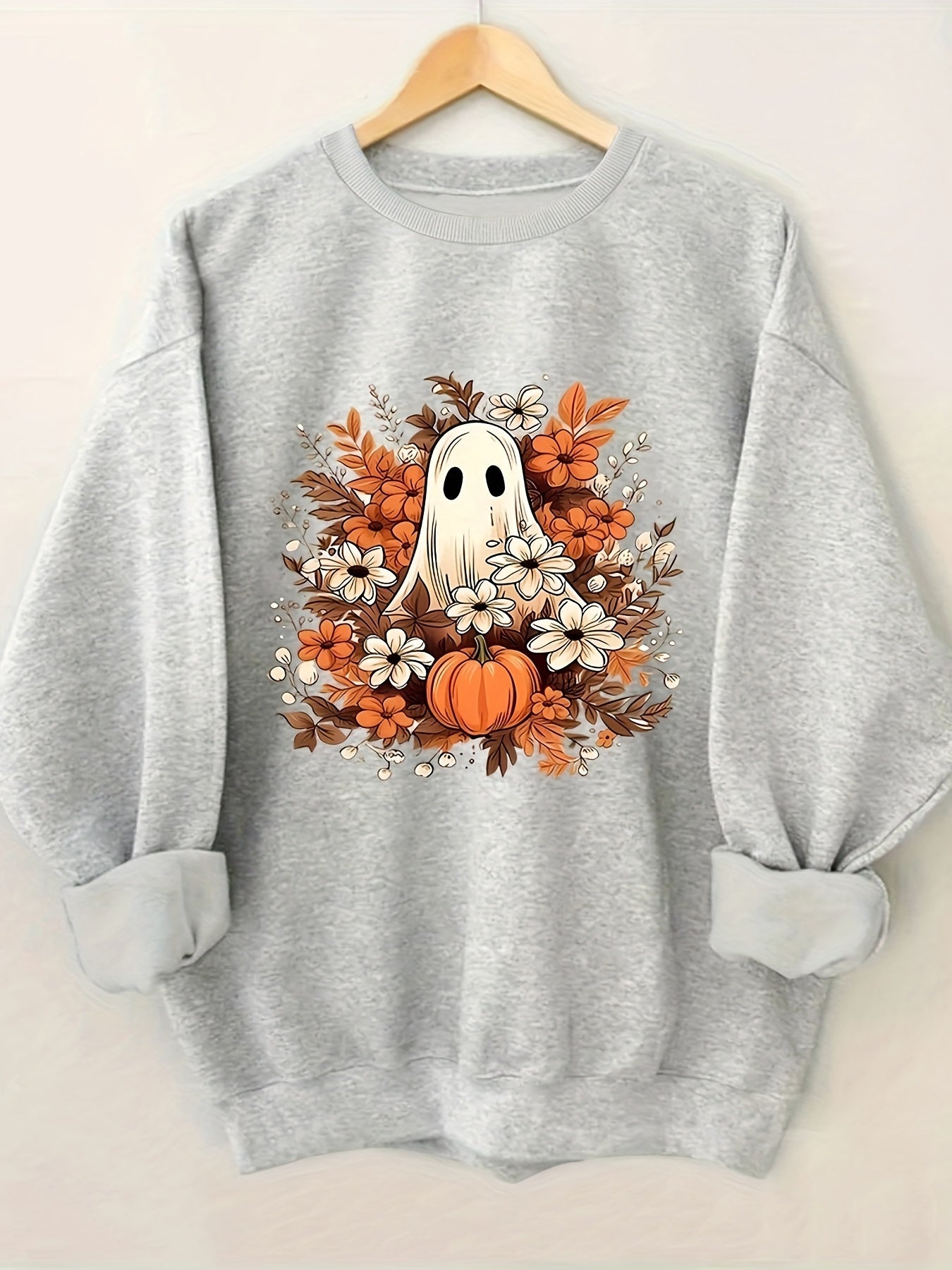 Halloween Print Crew Neck Sweatshirt