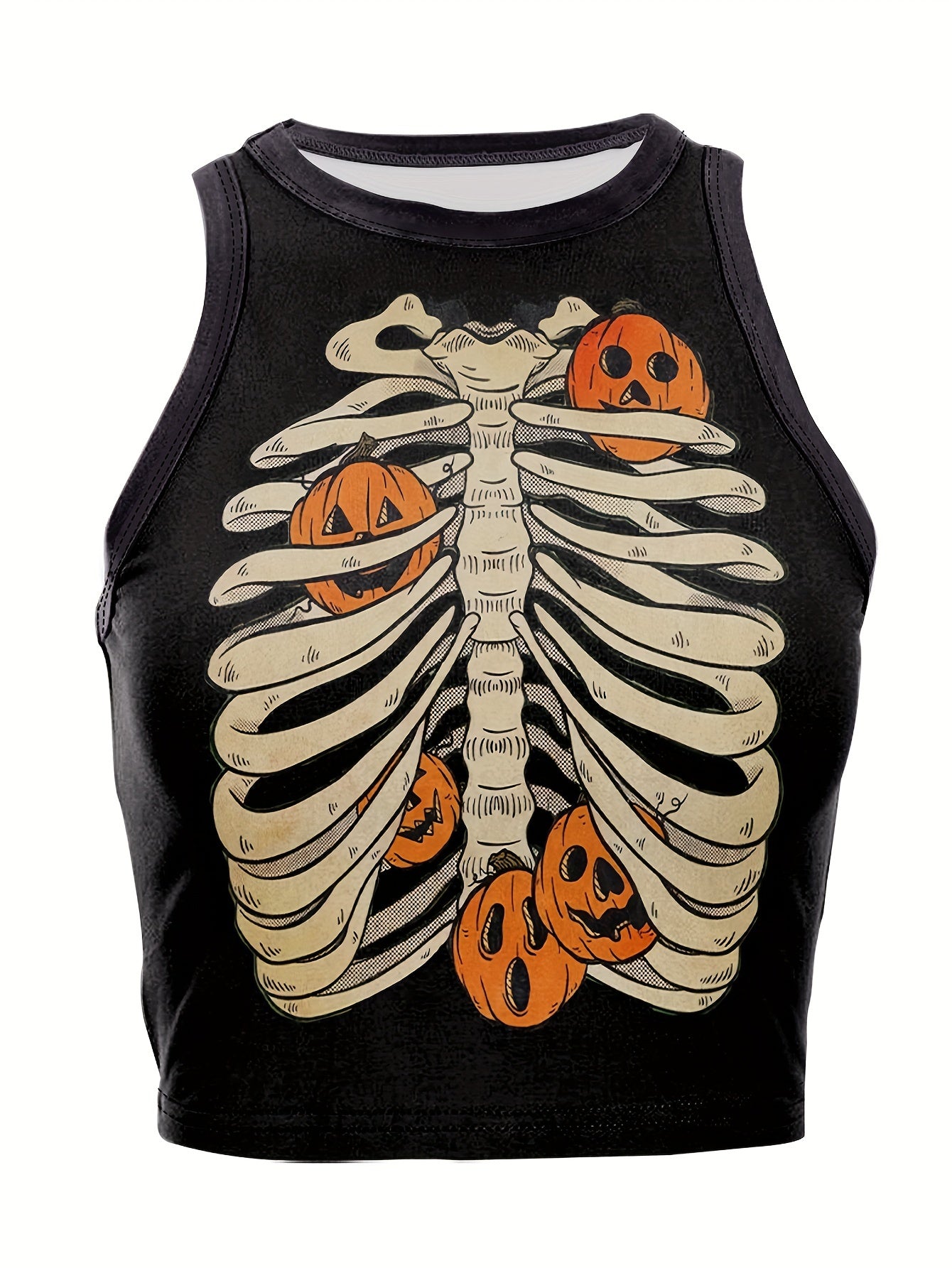 Halloween Print Crew Neck Tank Top