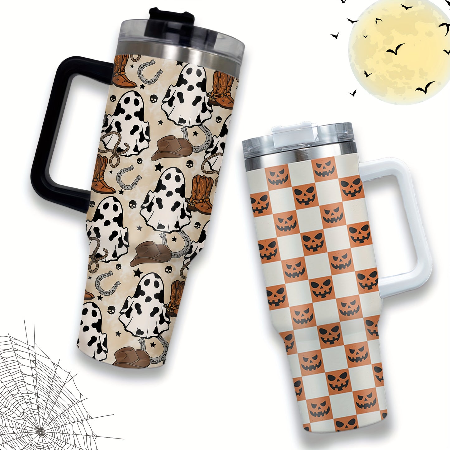 Halloween-Themed 40oz Insulated Stainless Steel Tumbler with Lid