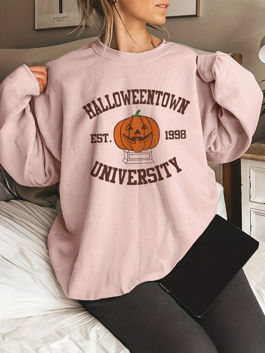 Halloween Print Crew Neck Sweatshirt