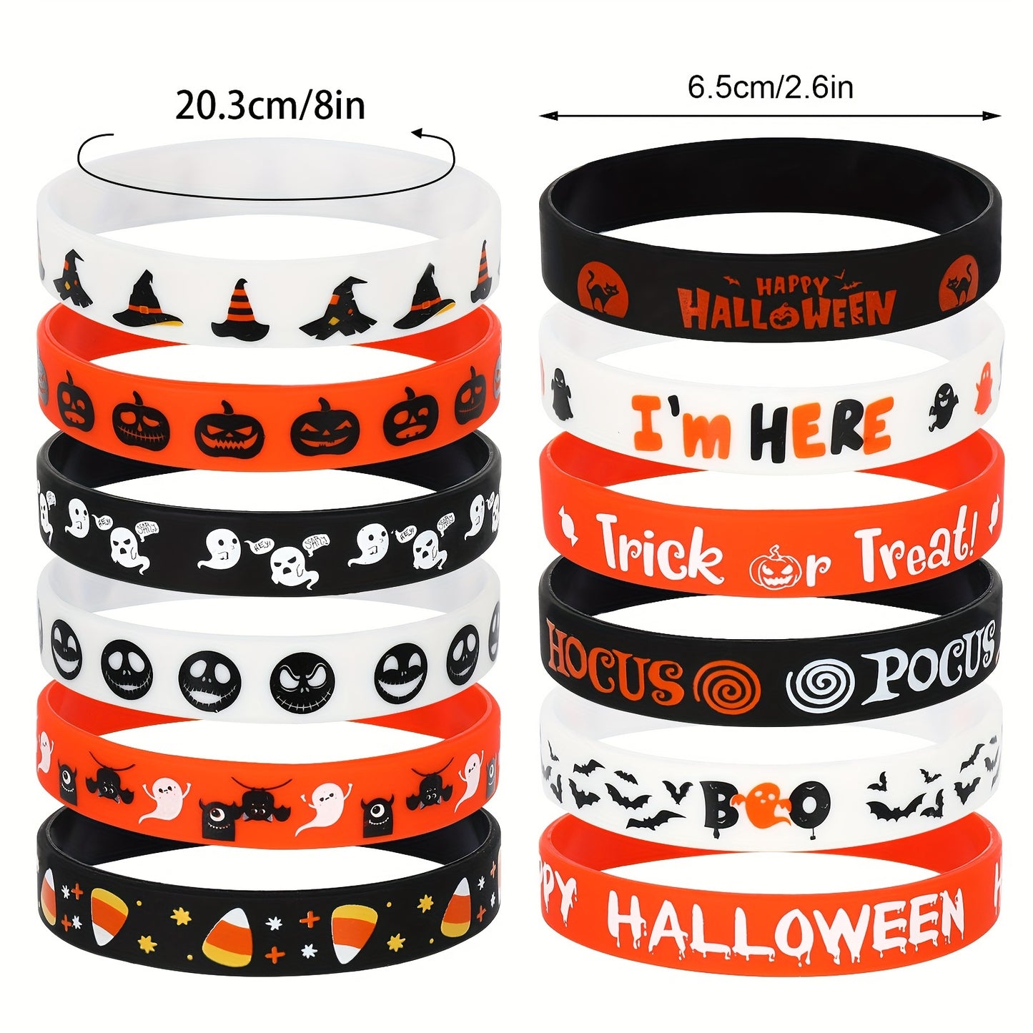 48-Pack Halloween Silicone Wristbands