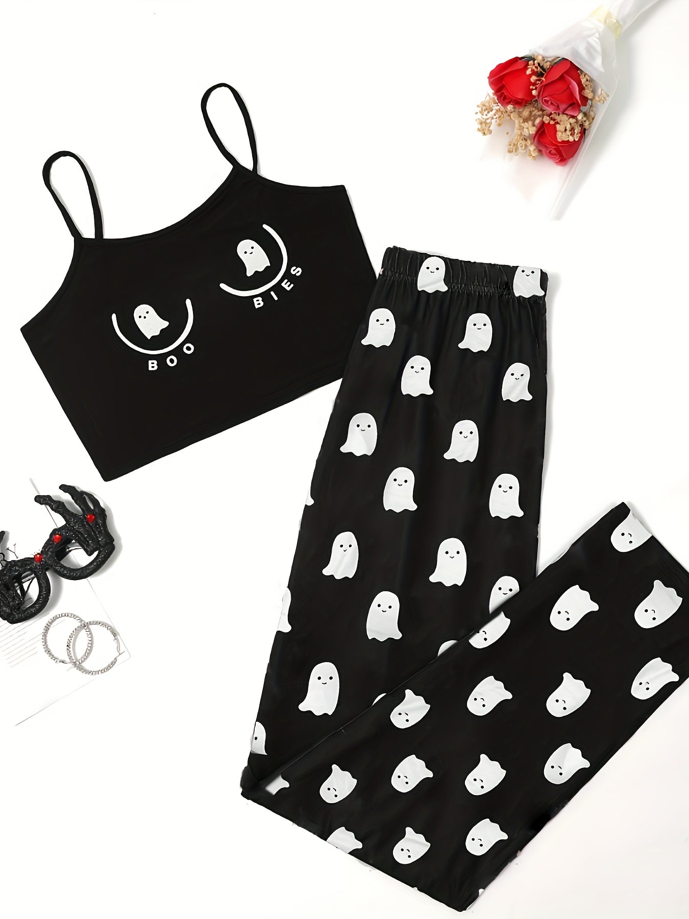 Cartoon Ghost Print Pajama Set