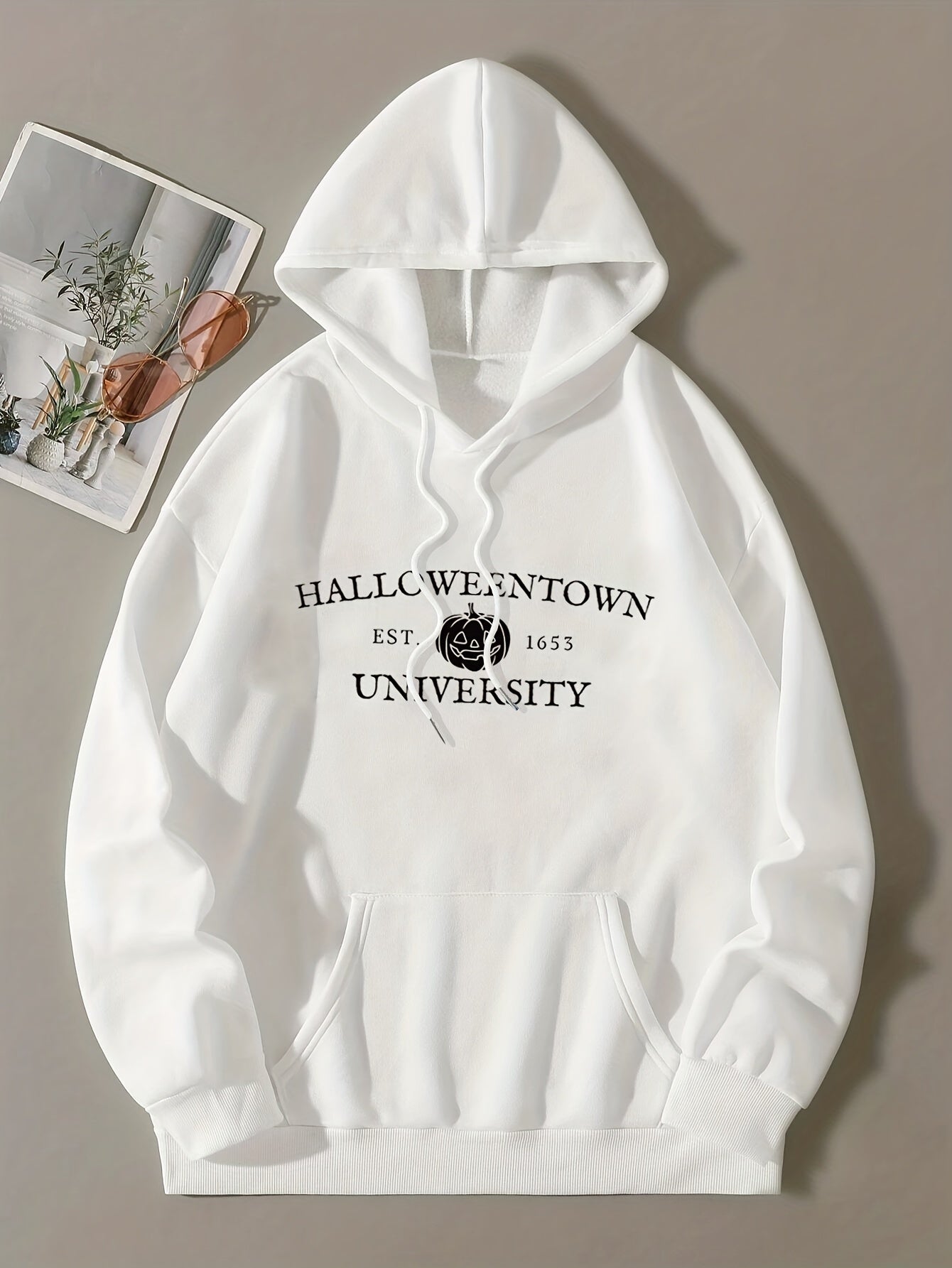 Halloween Pumpkin & Letter Print Hoodie