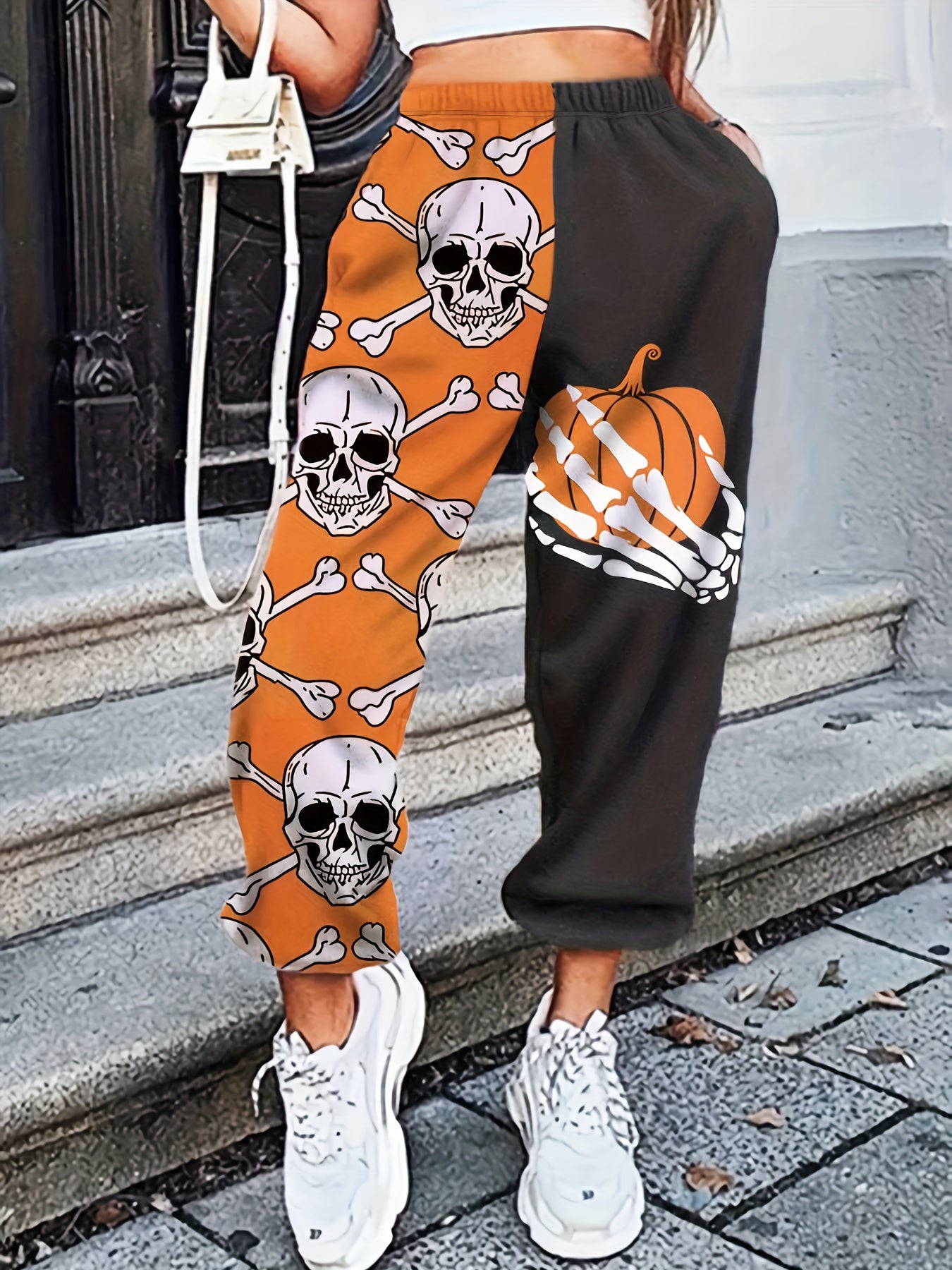 Vibrant Halloween Graphic Print Joggers