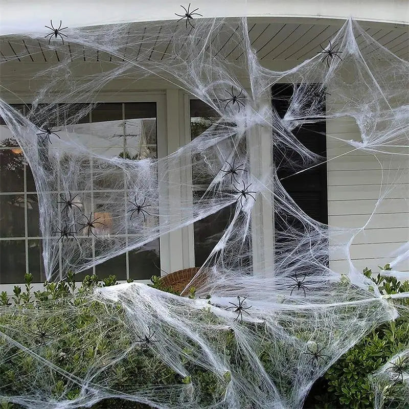 Artificial Spider Web Super Stretch Cobwebs with Fake Spiders