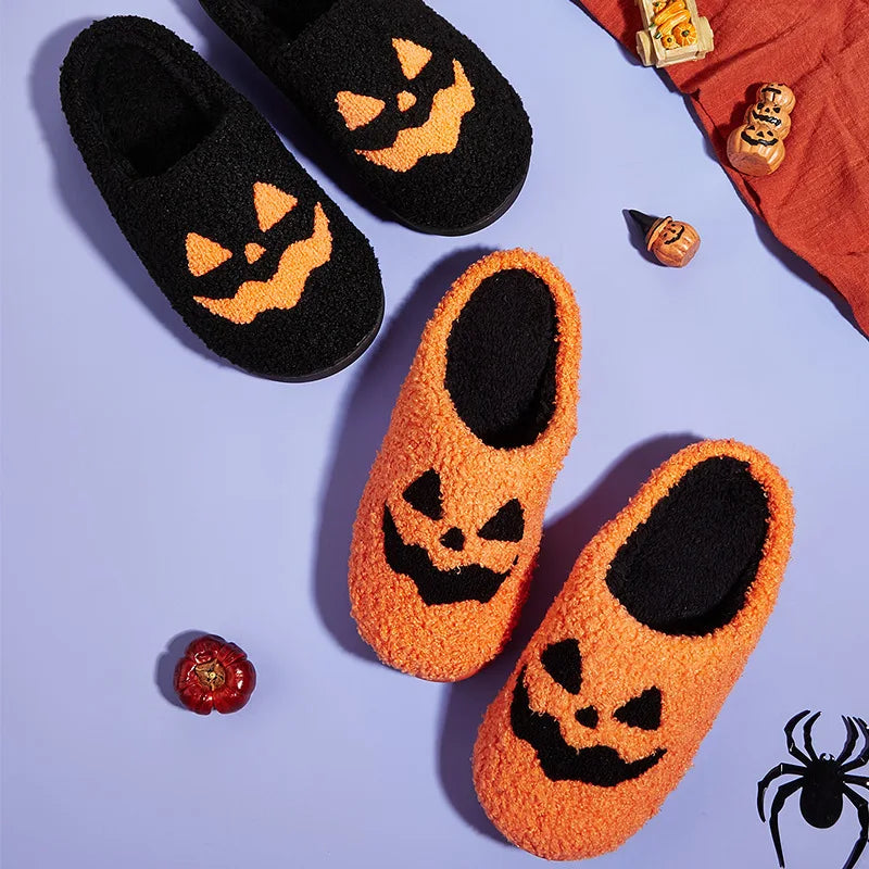 Halloween Pumpkin Finger Embroidery Slippers