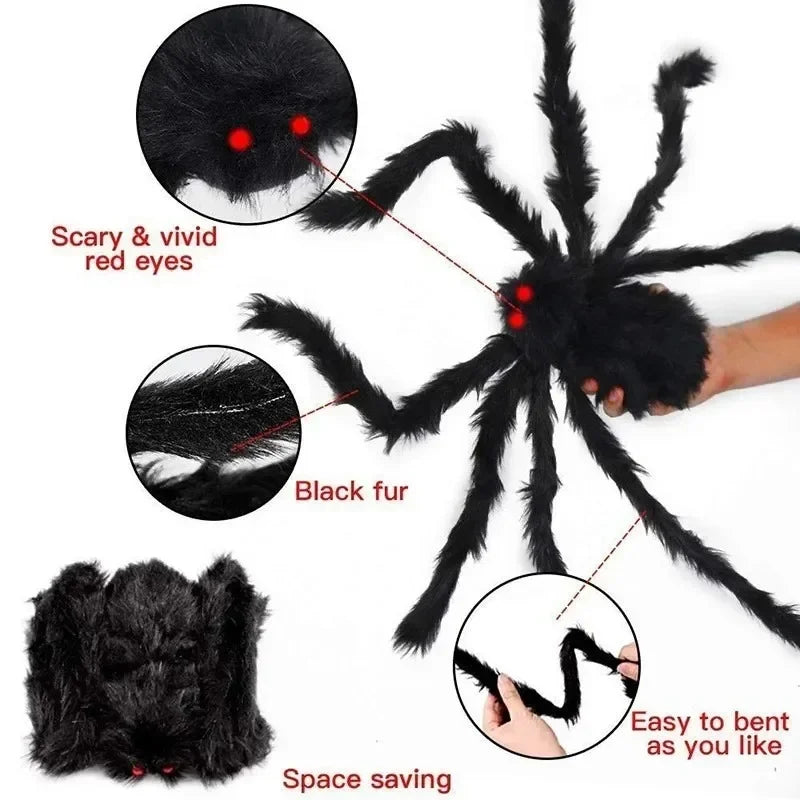 Giant Black Plush Spider Decoration