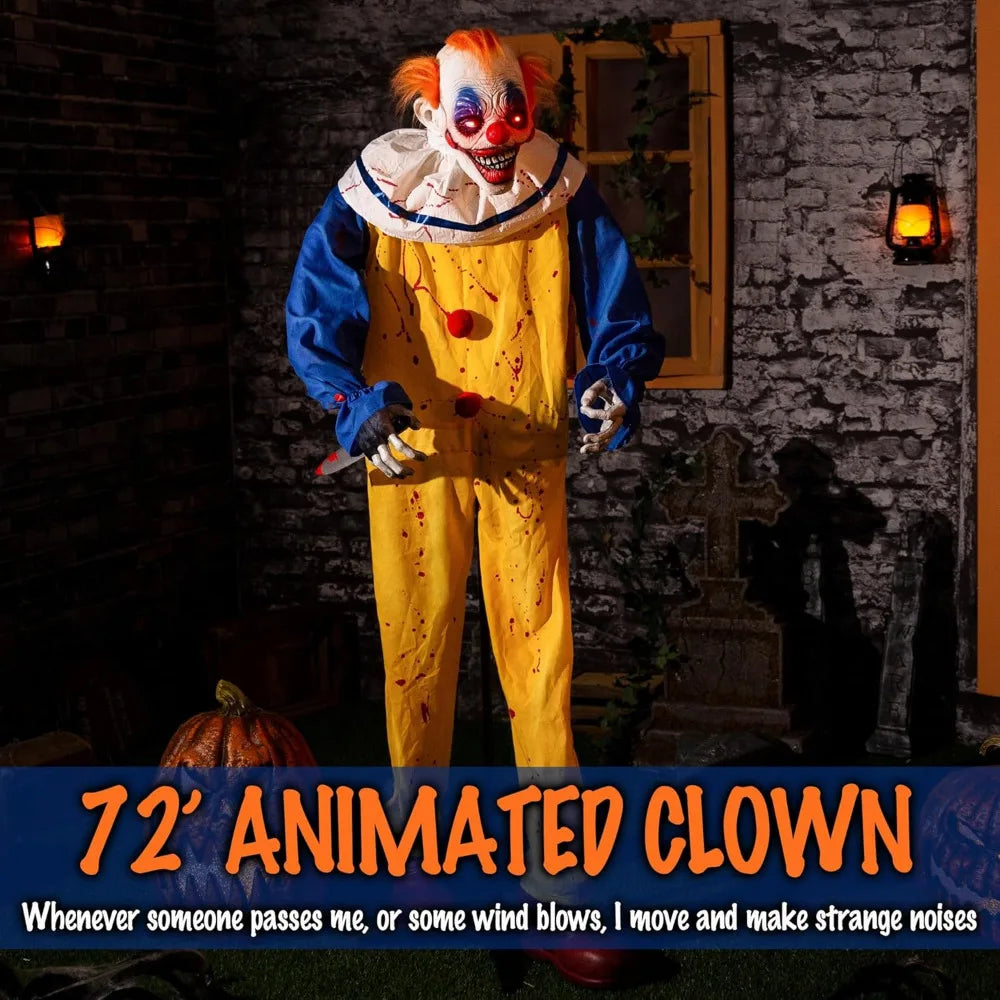 Halloween Standing Clown Animatronic with Sound & Sensor