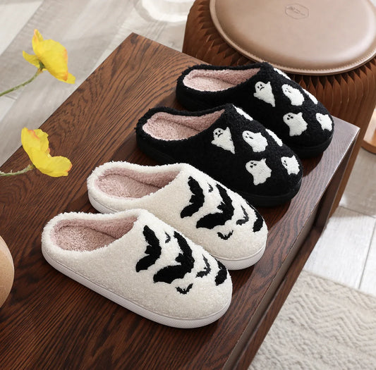 Halloween Skull & Smiley Face Cotton Slippers