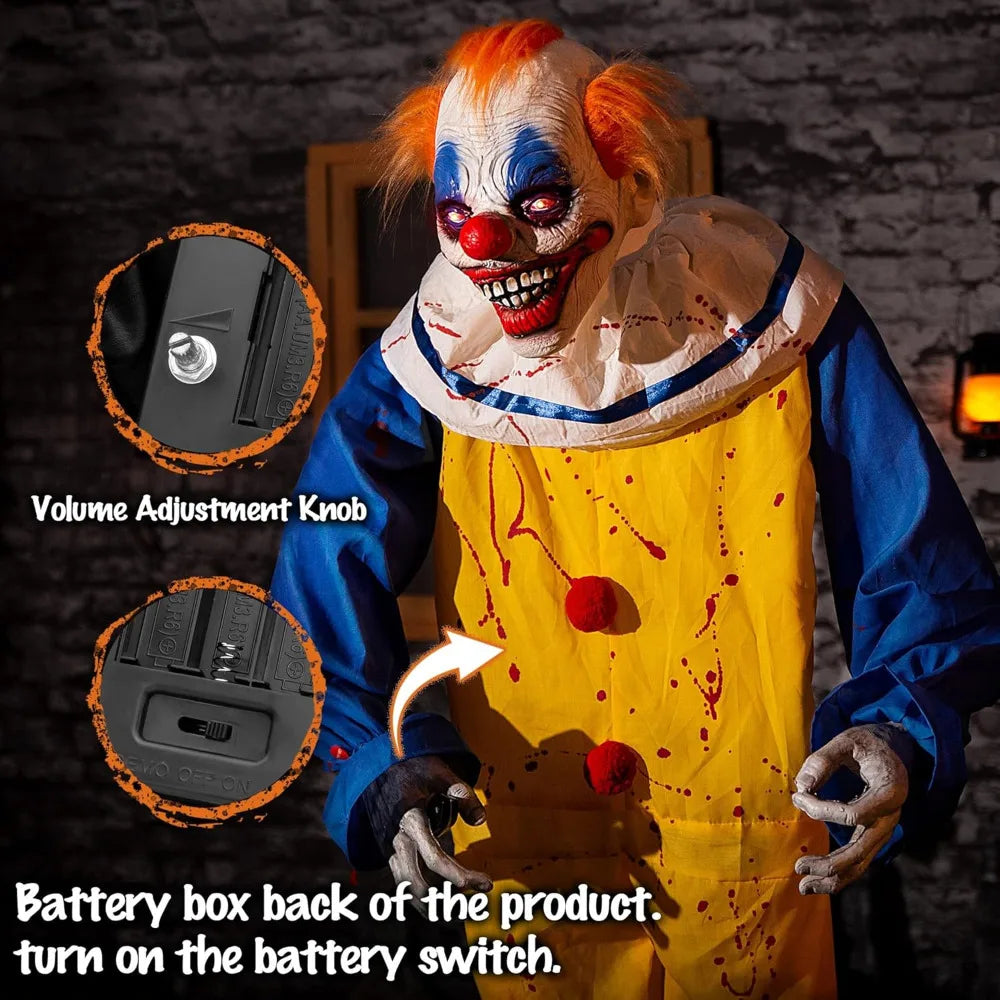 Halloween Standing Clown Animatronic with Sound & Sensor