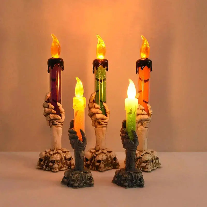 Halloween LED Candles with Skeleton Ghost Hands