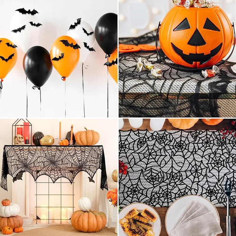 Halloween Black Lace Table Runner