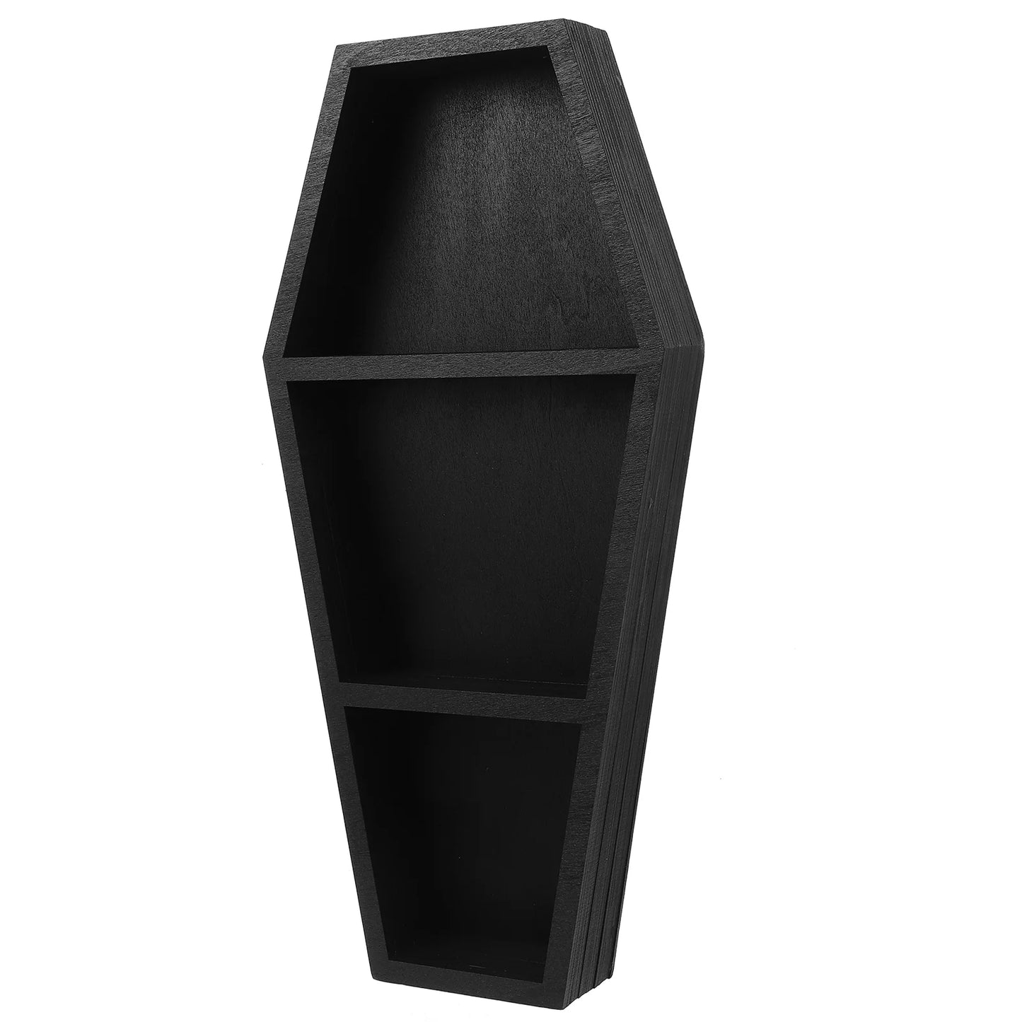 Black Coffin Shelf Wooden Storage Rack