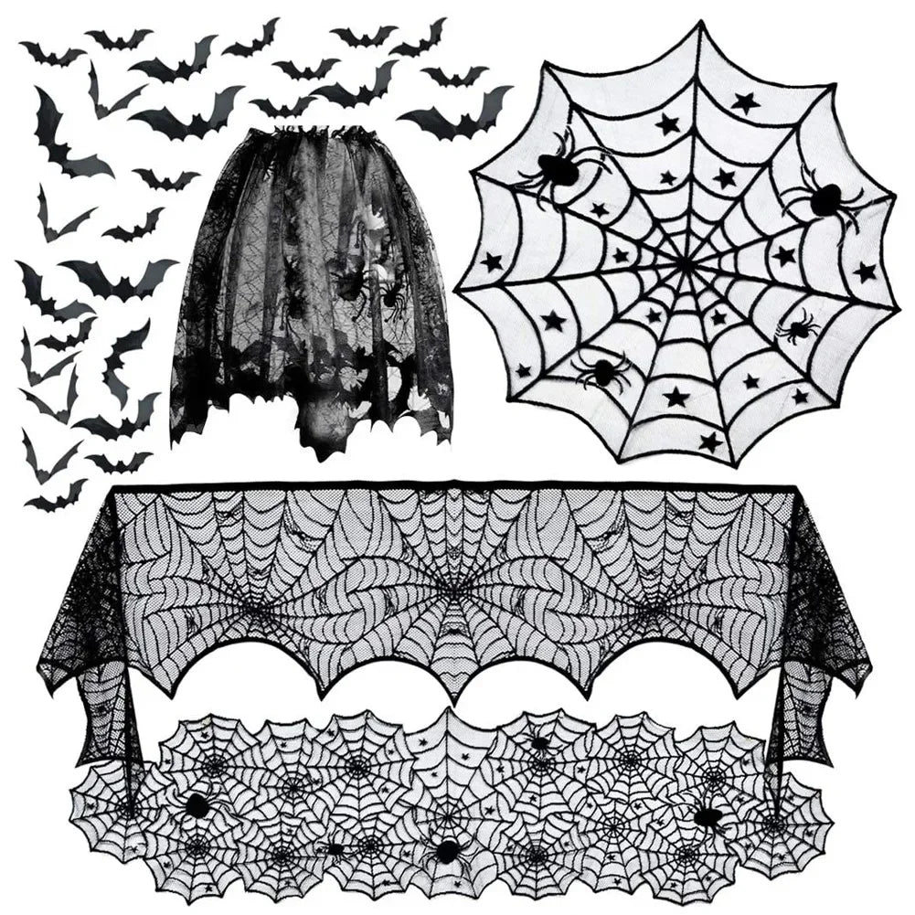 Halloween Black Lace Table Runner