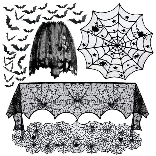 Halloween Black Lace Table Runner