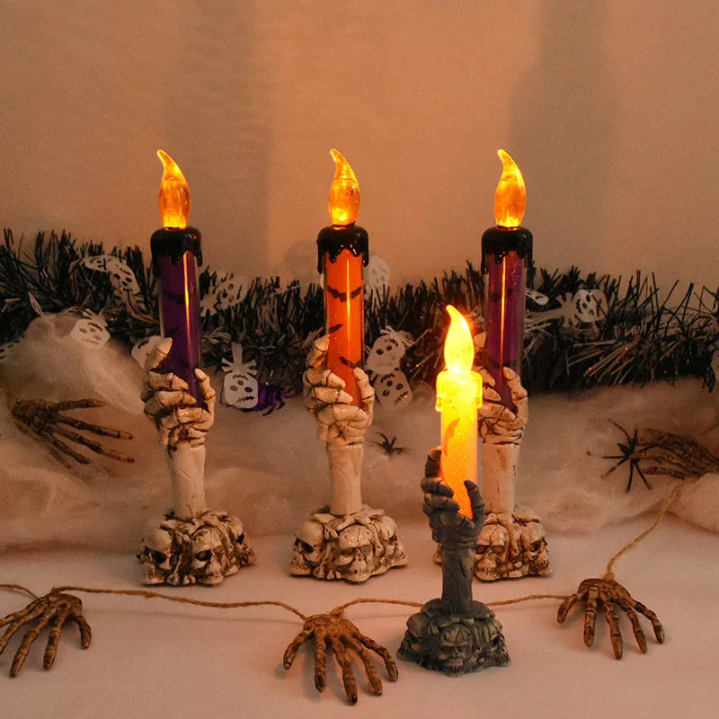 Halloween LED Candles with Skeleton Ghost Hands