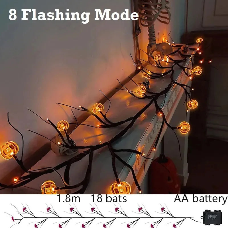 Halloween Bat & Pumpkin LED String Lights