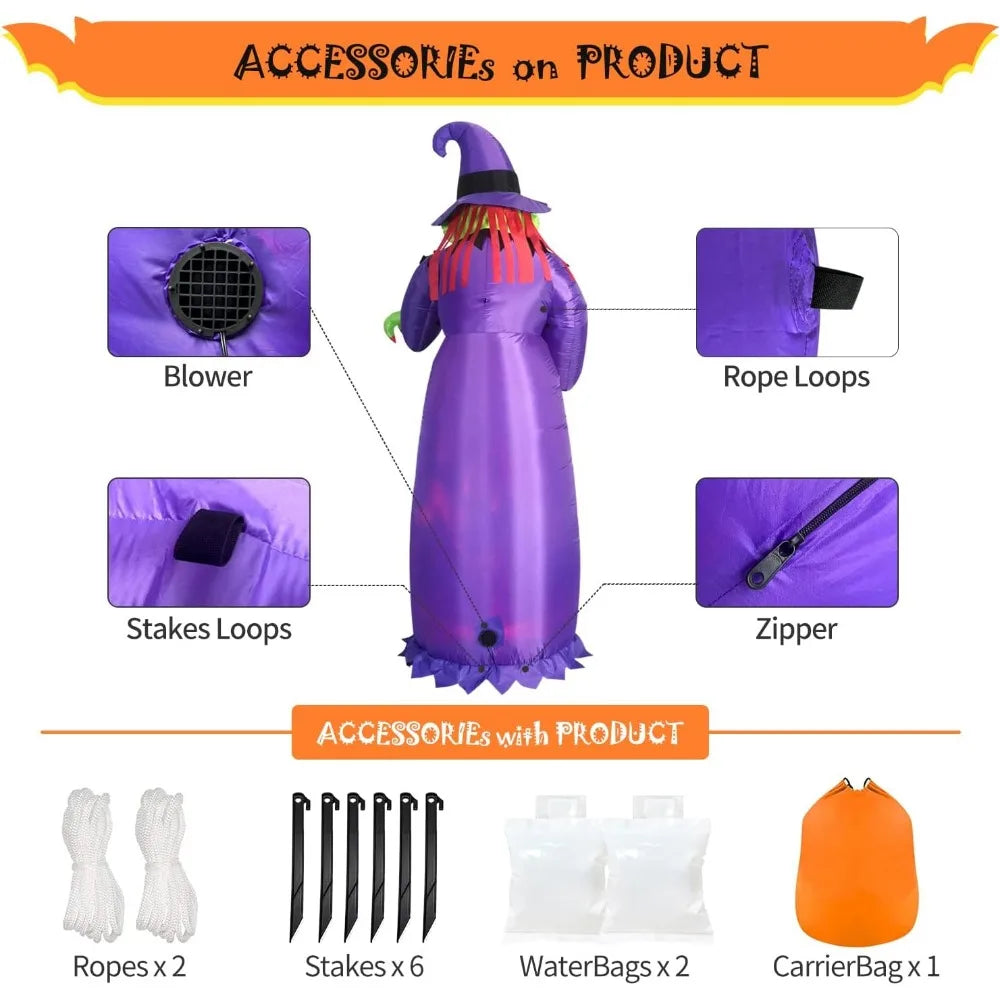 Huge Halloween Inflatable Witch with LED Lights