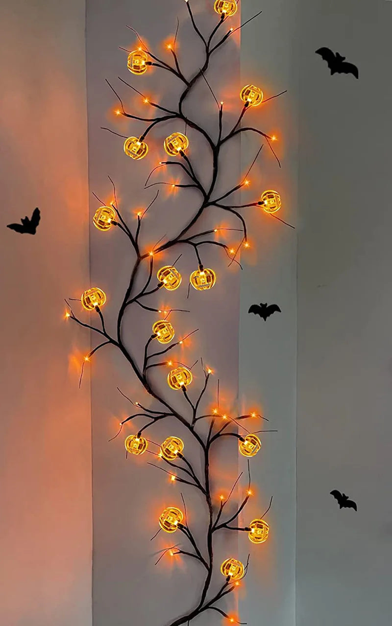 Halloween Bat & Pumpkin LED String Lights