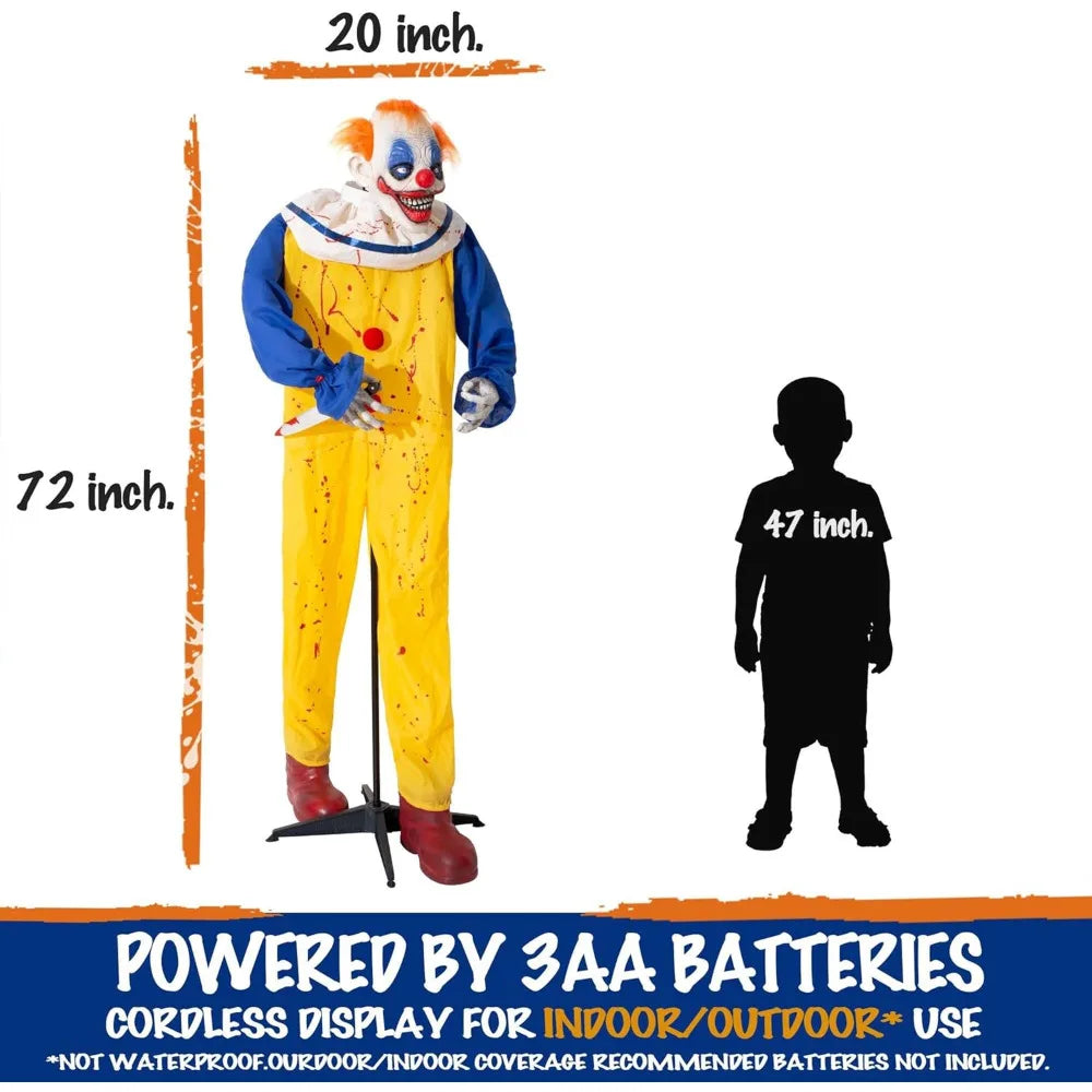 Halloween Standing Clown Animatronic with Sound & Sensor