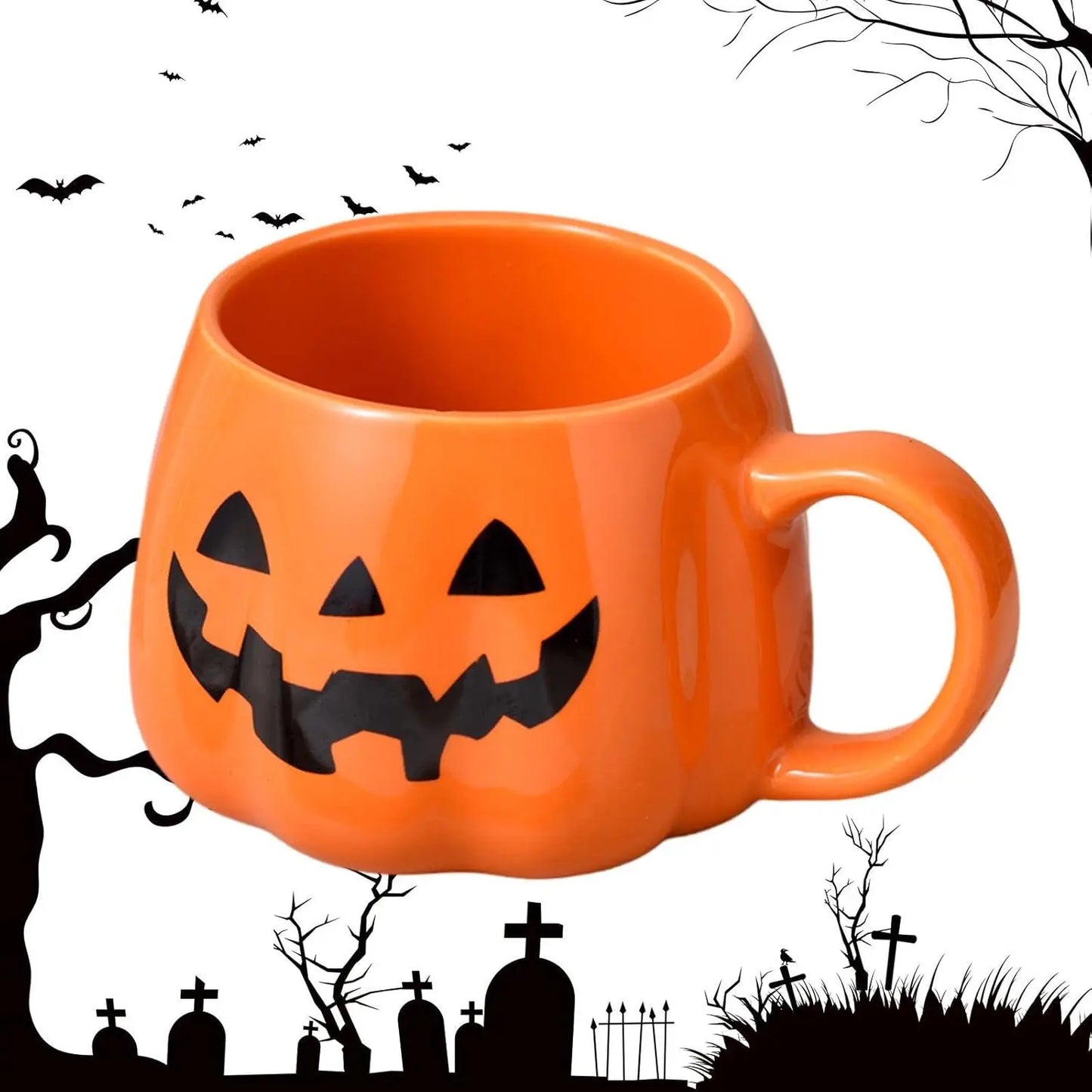 Halloween Pumpkin Handle Coffee Cups