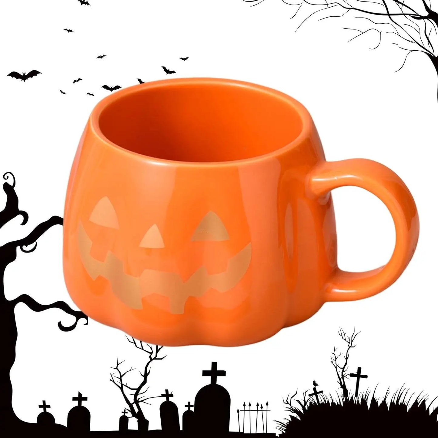 Halloween Pumpkin Handle Coffee Cups