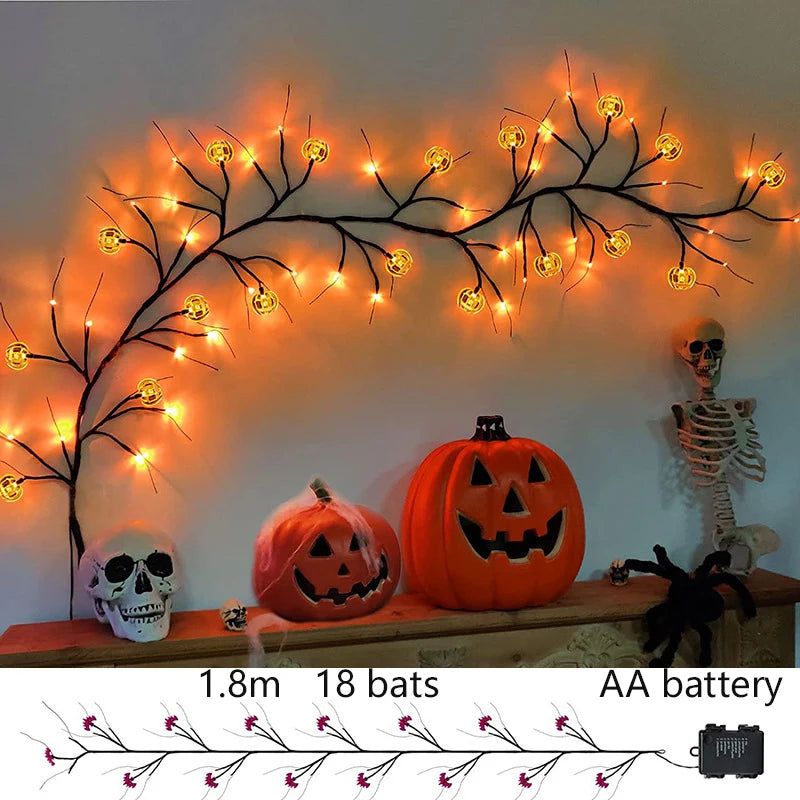 Halloween Bat & Pumpkin LED String Lights