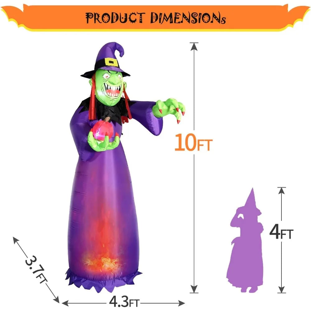 Huge Halloween Inflatable Witch with LED Lights