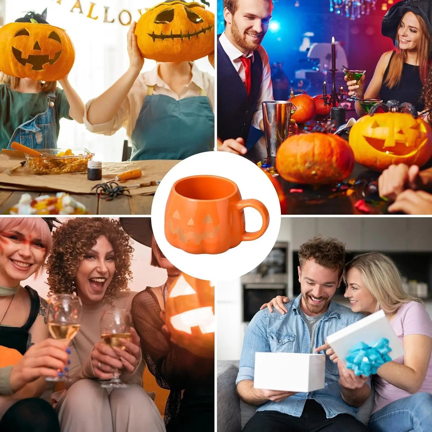 Halloween Pumpkin Handle Coffee Cups