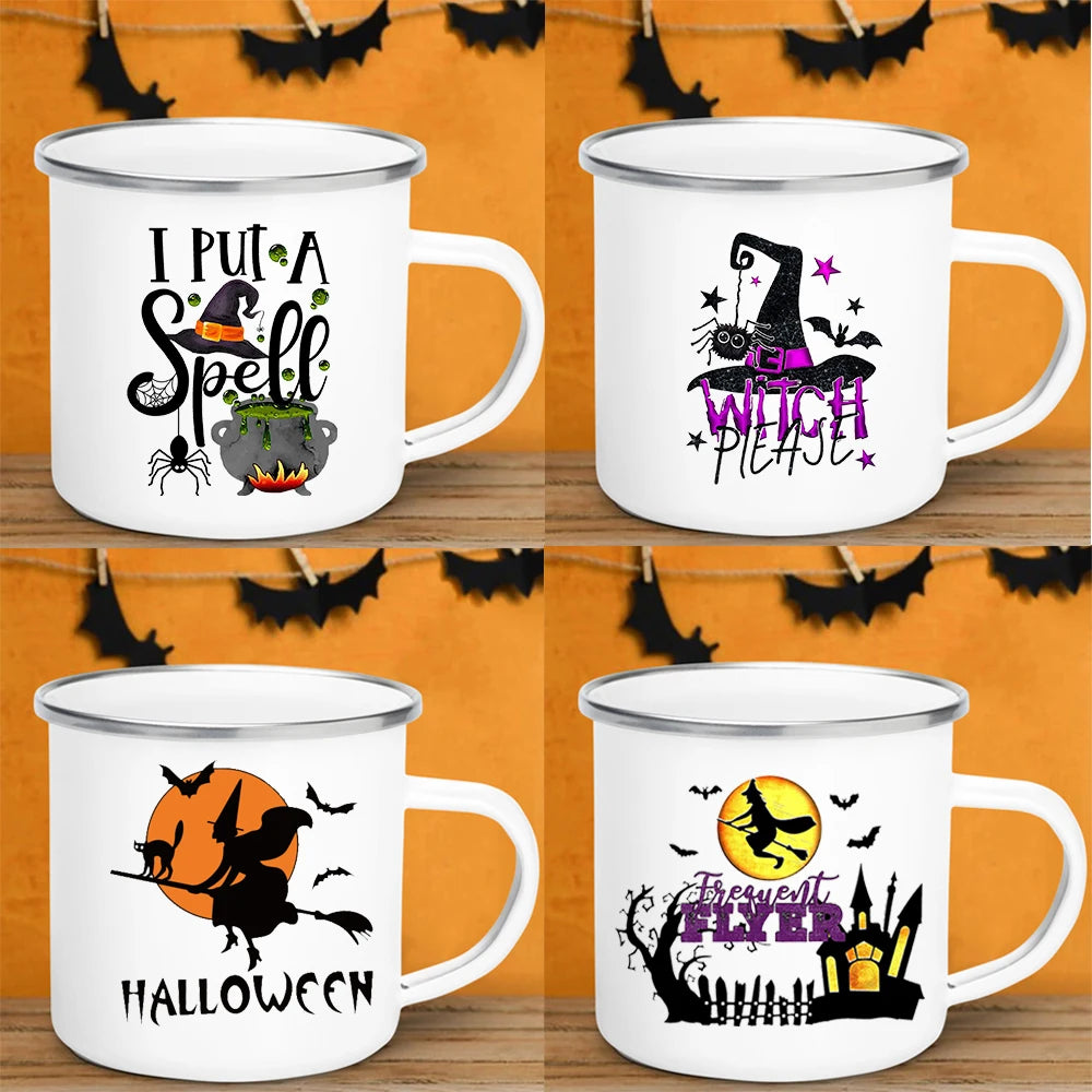 Witch Pumpkin Enamel Handle Mug