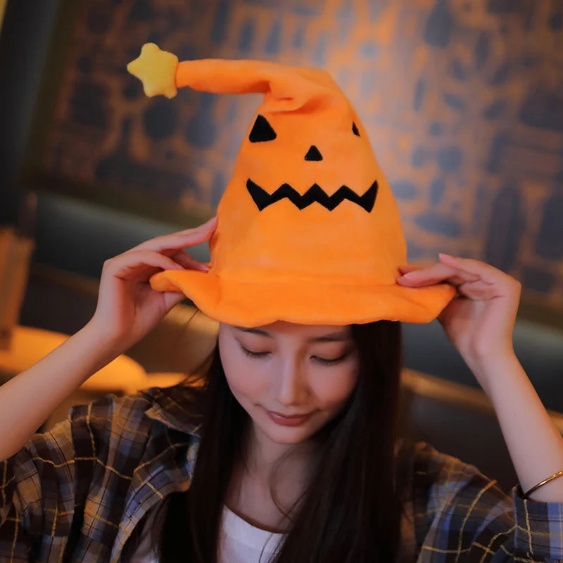 Glowing Halloween Pumpkin Witch Hat