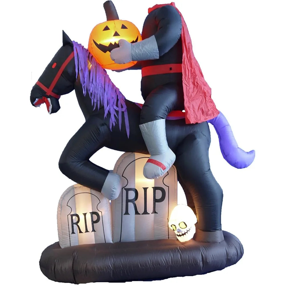 Lighted Headless Horseman with Horse, Tombstones, Skull, and Pumpkin Lights