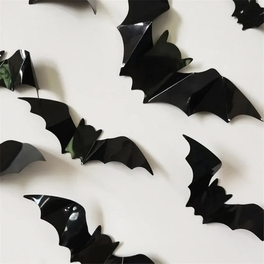 16pcs Halloween 3D Black Bat Wall Stickers