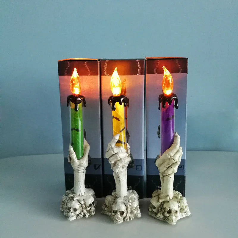 Halloween LED Candles with Skeleton Ghost Hands