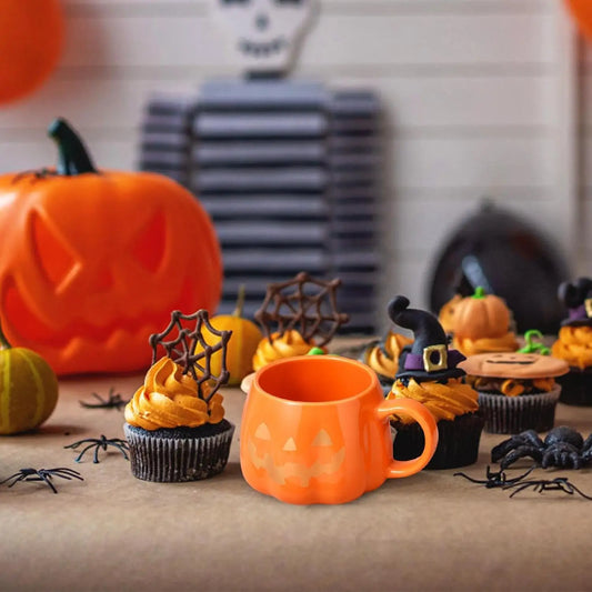 Halloween Pumpkin Handle Coffee Cups