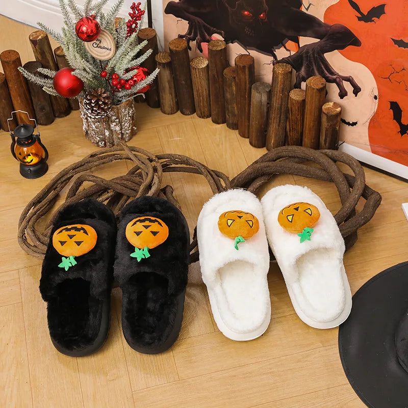 Halloween Pumpkin Finger Embroidery Slippers