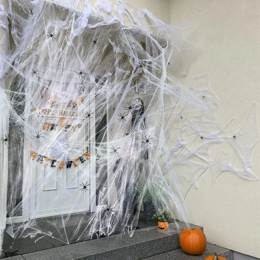 Halloween Artificial Spider Web with Spiders