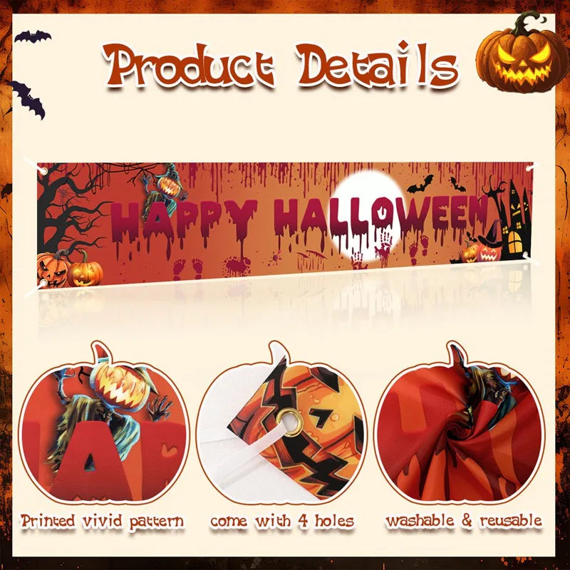 Halloween Pumpkin Banner Fence Decoration