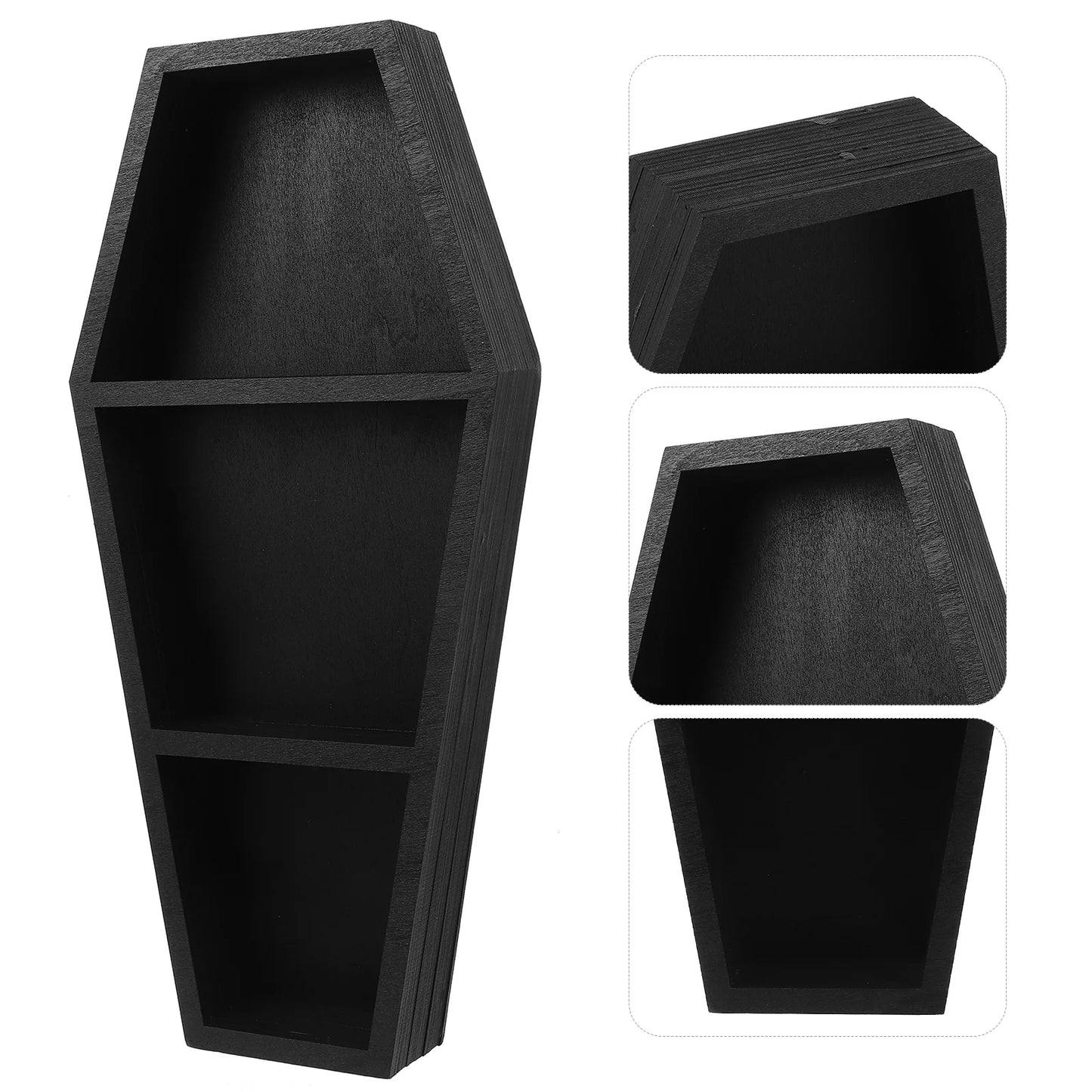 Black Coffin Shelf Wooden Storage Rack