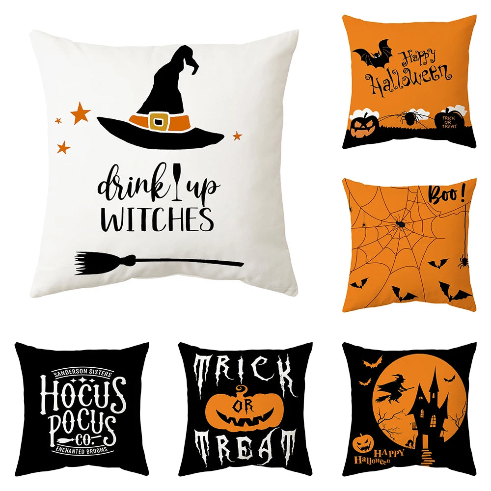 Halloween Horror Castle Spider Web Cushion Cover