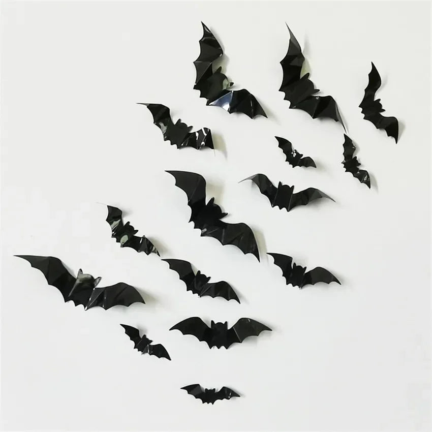 16pcs Halloween 3D Black Bat Wall Stickers