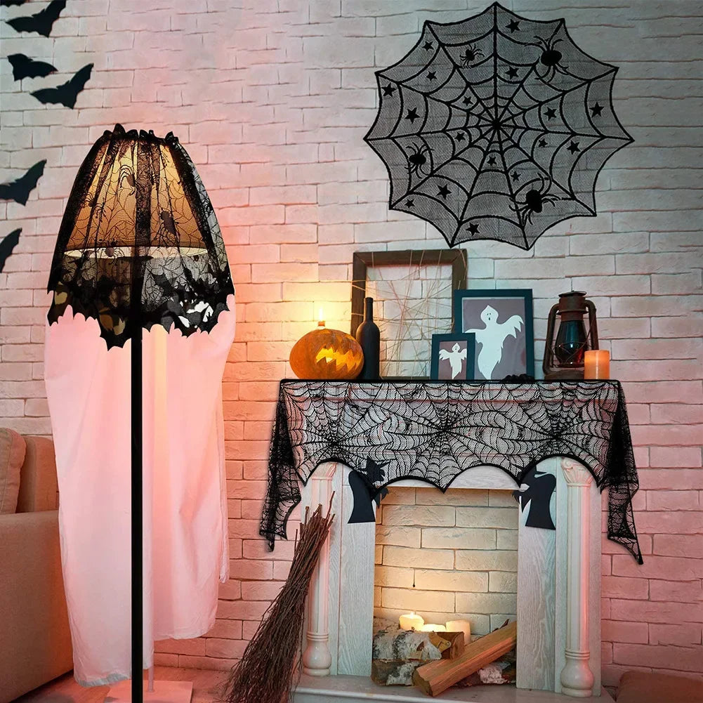 Halloween Black Lace Table Runner