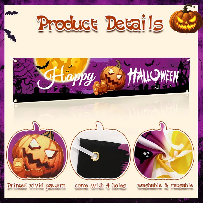 Halloween Pumpkin Banner Fence Decoration