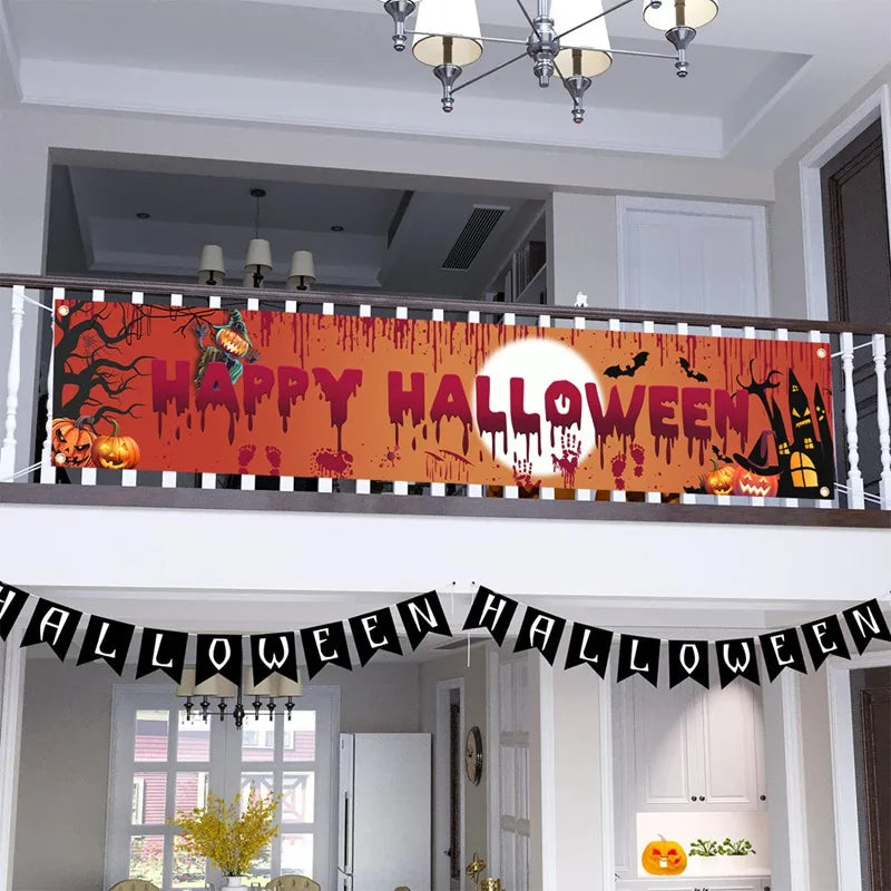 Halloween Pumpkin Banner Fence Decoration