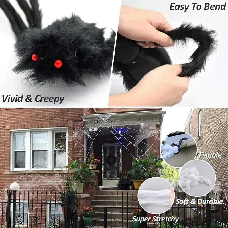 Giant Black Plush Spider Decoration